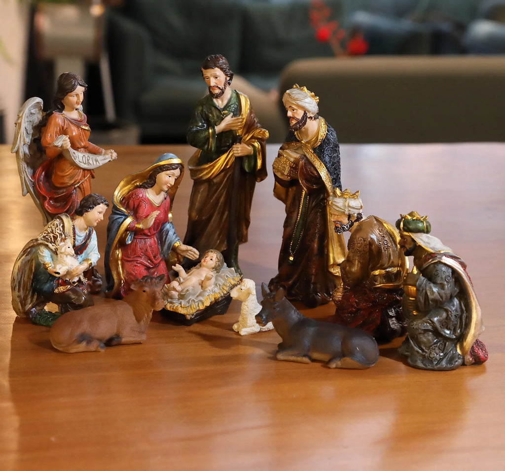 Nativity Set Nativity Scene Holidays Décor Christmas Stable Birthday Gift 11 Piece 8''
