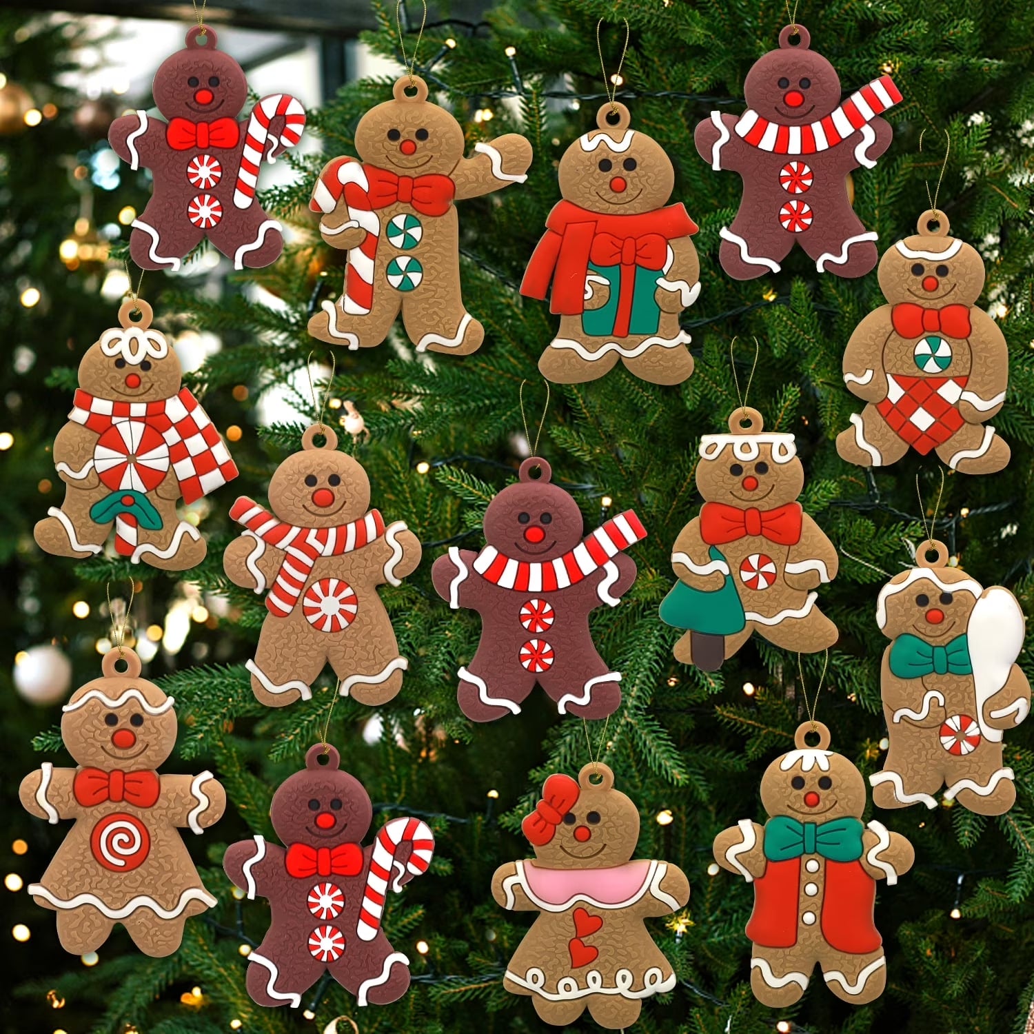 12Pcs Gingerbread Christmas Ornaments Gingerbread Christmas Tree Decorations Holiday Decor (House)