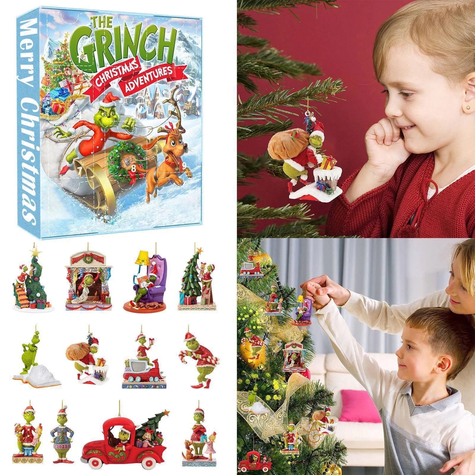 Christmas Advent Calendar Grinch 2024 24 Days Countdown, Grinch Countdown Calendar Collectible Toys Surprise Box Christmas Advent Calendar Surprise Gift Kids Advent Calendar