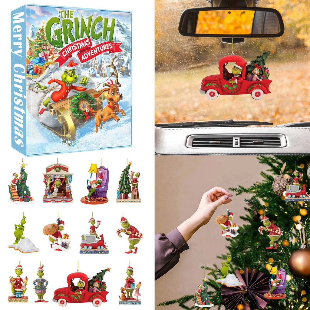 Christmas Advent Calendar Grinch 2024 24 Days Countdown, Grinch Countdown Calendar Collectible Toys Surprise Box Christmas Advent Calendar Surprise Gift Kids Advent Calendar