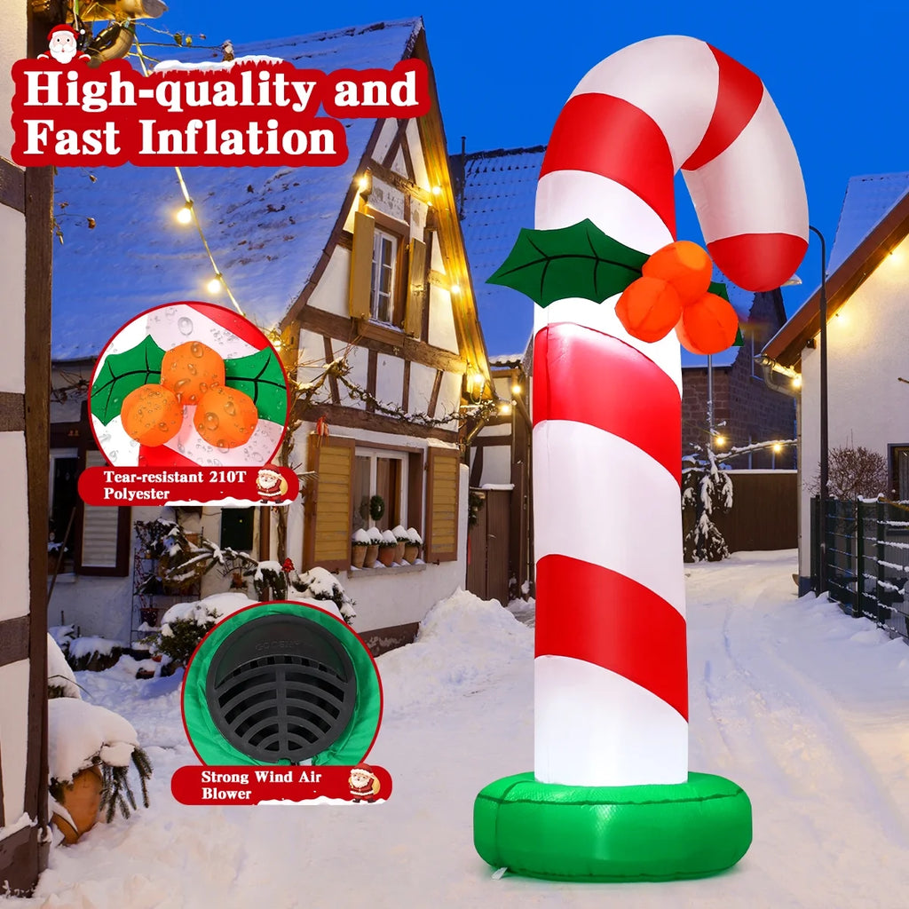 6 FT Christmas Inflatables Giant Candy Cane Decorations, Candy Cane Inflatable with Built-In Leds, Outdoor Christmas Decorations Clearance for Xmas/Holiday/Party