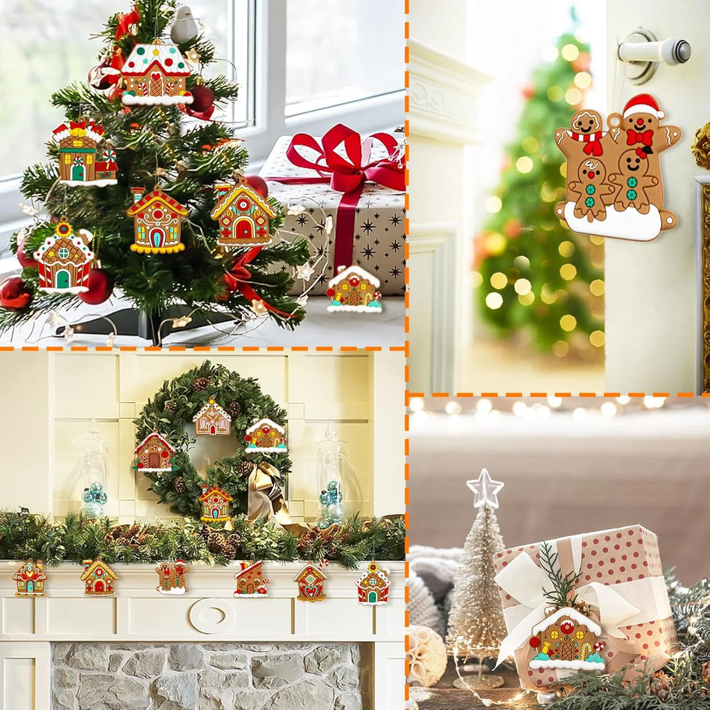 12Pcs Gingerbread Christmas Ornaments Gingerbread Christmas Tree Decorations Holiday Decor (House)