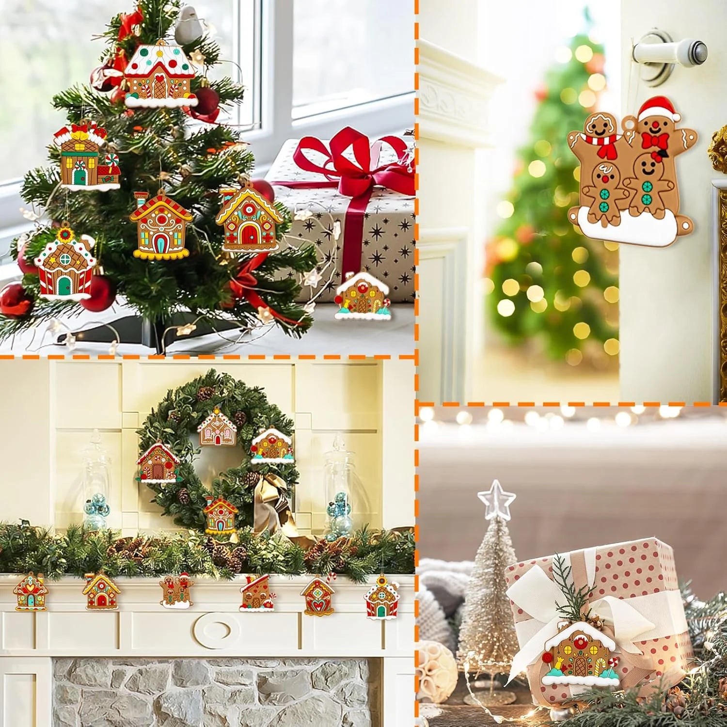 12Pcs Gingerbread Christmas Ornaments Gingerbread Christmas Tree Decorations Holiday Decor (House)