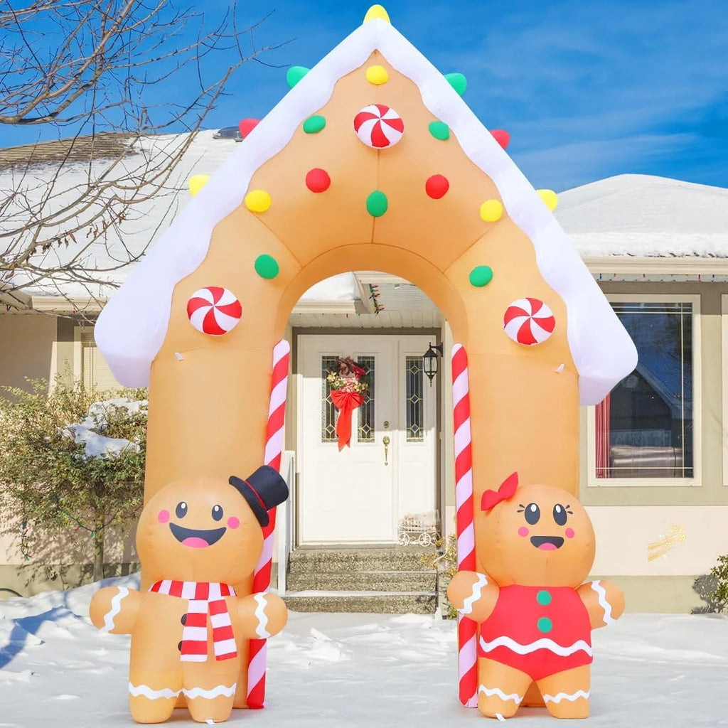 11.8 FT Gingerbread Archway Inflatable, Christmas Archway Inflatable with LED Lights, Christmas Inflatable Arch Inflatable Archway Christmas Decorations for Christmas Holiday Party Yard Decor