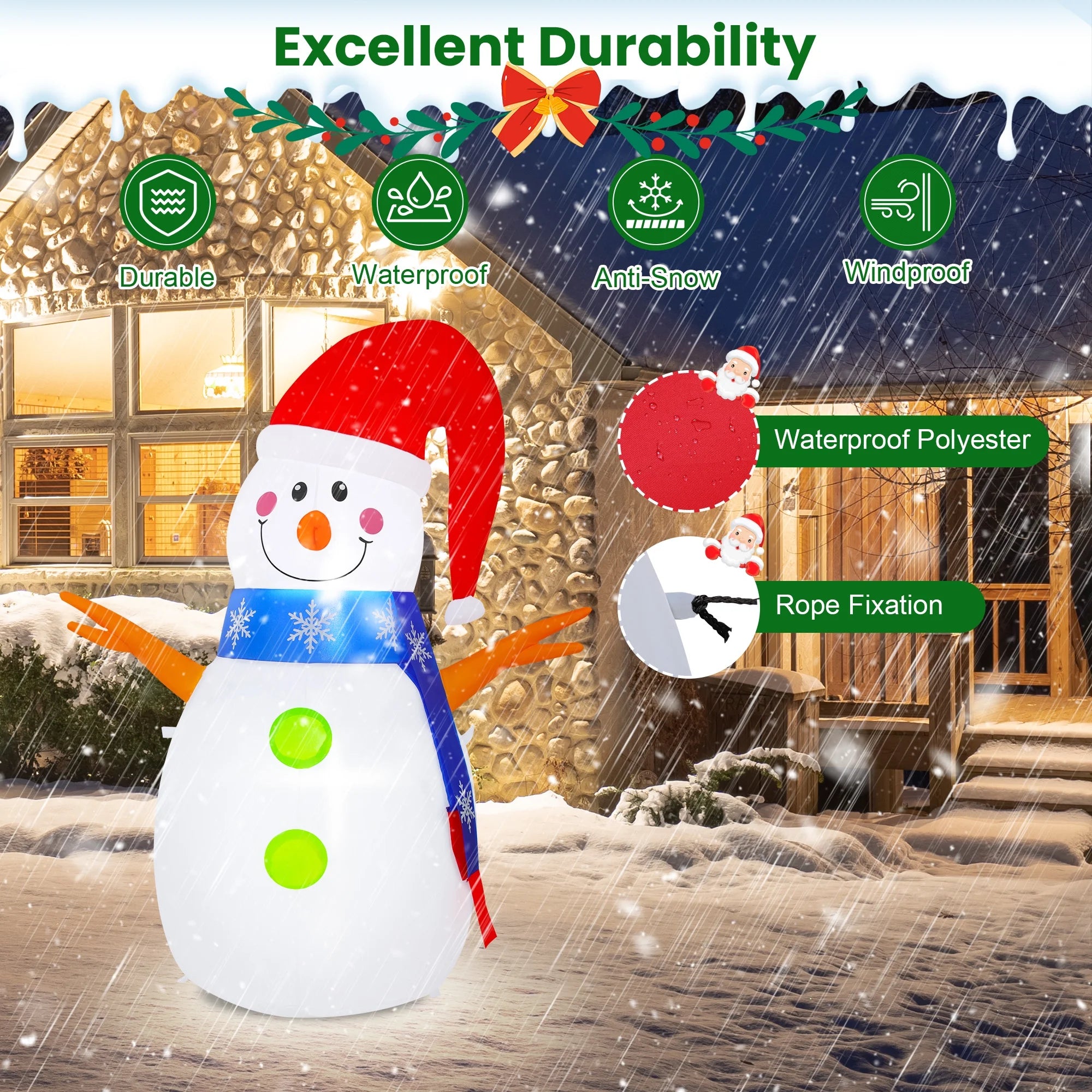 4Ft Tall Christmas Inflatable,Snowman Xmas Inflatable Outdoor Decoration with LED Lights for Yard Garden Lawn