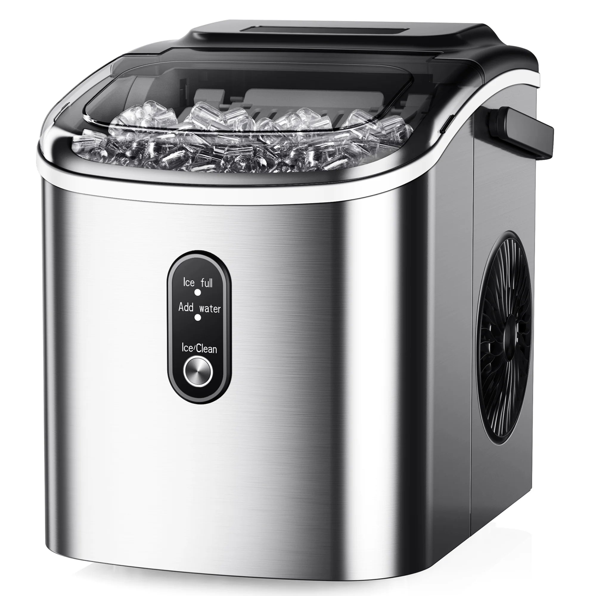 Countertop Ice Maker with Handle,Portable Ice Machine with Basket and Scoop, 9 Bullet Ice in 6 Mins, 26Lbs/24H, Self-Cleaning