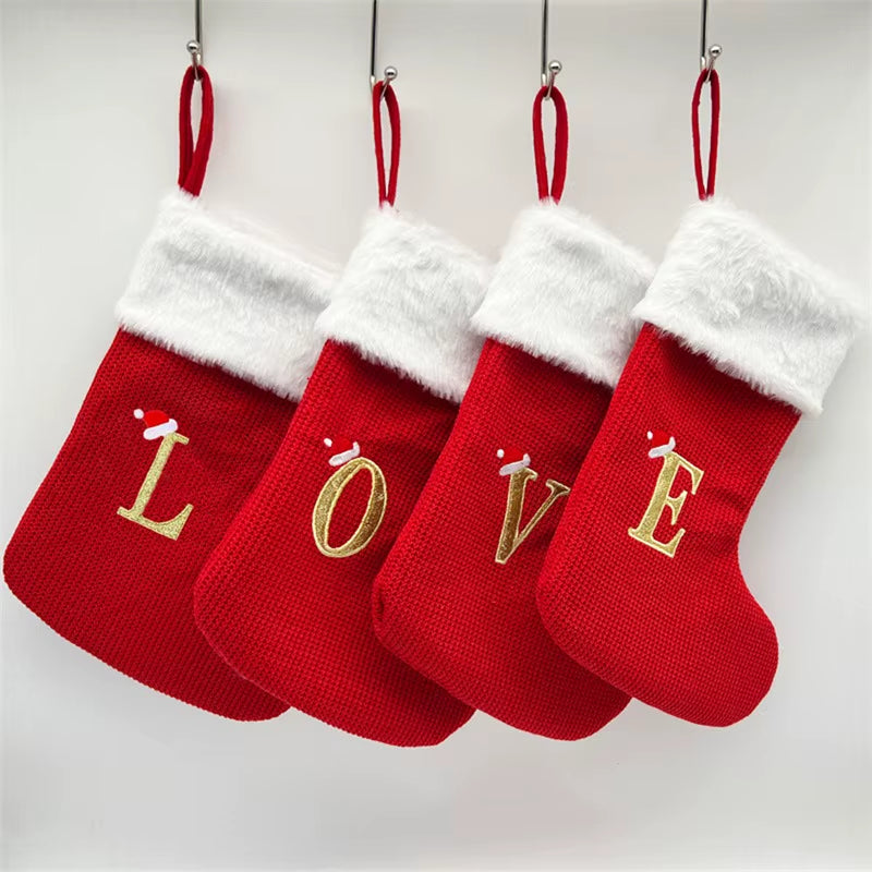 Christmas Alphabet Knitting Socks Christmas Tree Ornaments Christmas Decorations for Home 2024 Navidad Noel 2025Xmas Gift