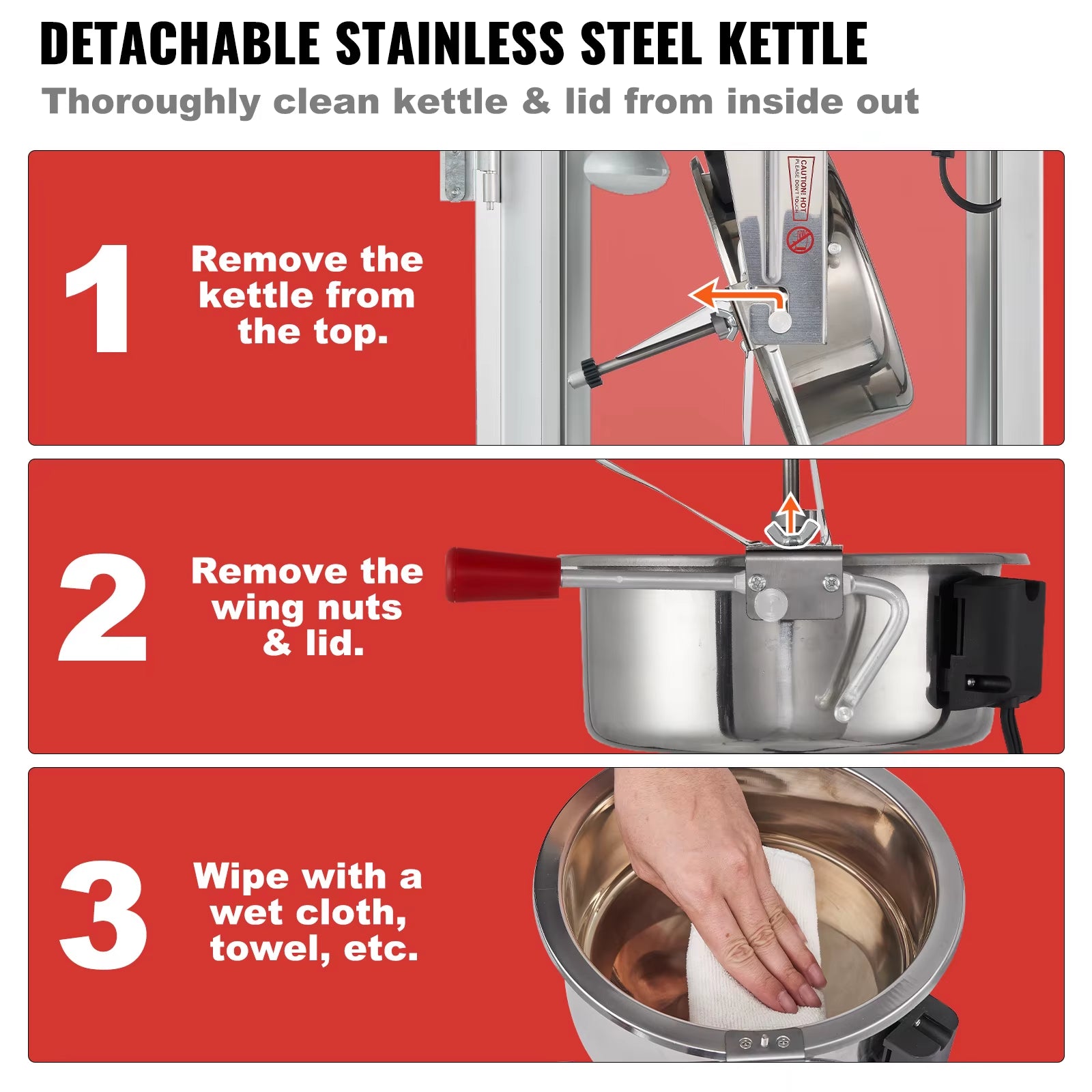 8/12Oz Electric Popcorn Maker Commercial Popper Machine Automatic Corn Cookware with Scoop Spoon SUS304 Heating Tube