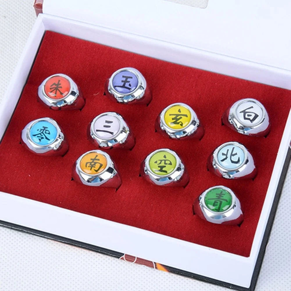 Naruto Alloy Ring Creative Akatsuki Collection Ring Set Naruto Cosplay Prop Unisex Popular Gifts for Anime Fans