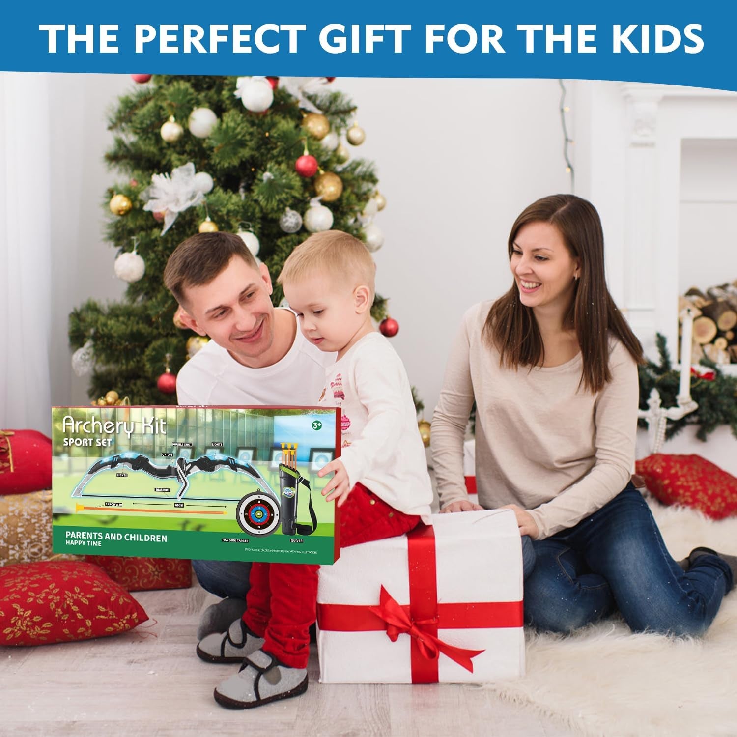 Kids Bow and Arrow Set, LED Light up Archery Toys Set for Kids Ages 4-8 8-12, Wi