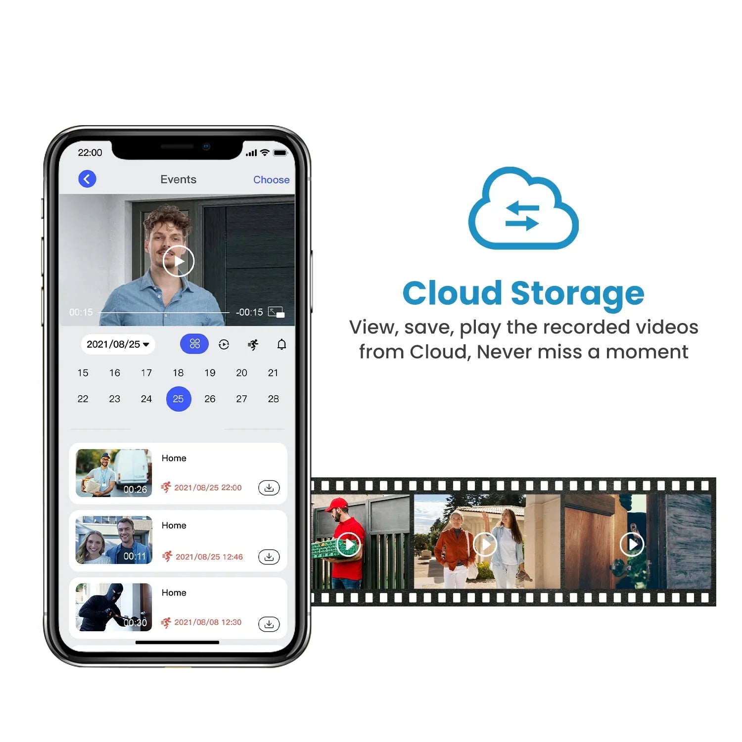 Wireless Doorbell Camera with Chime, Wireless Video Doorbell with Human Detection, Cloud Storage, 2-Way Audio, Night Vision, 2.4G Wifi