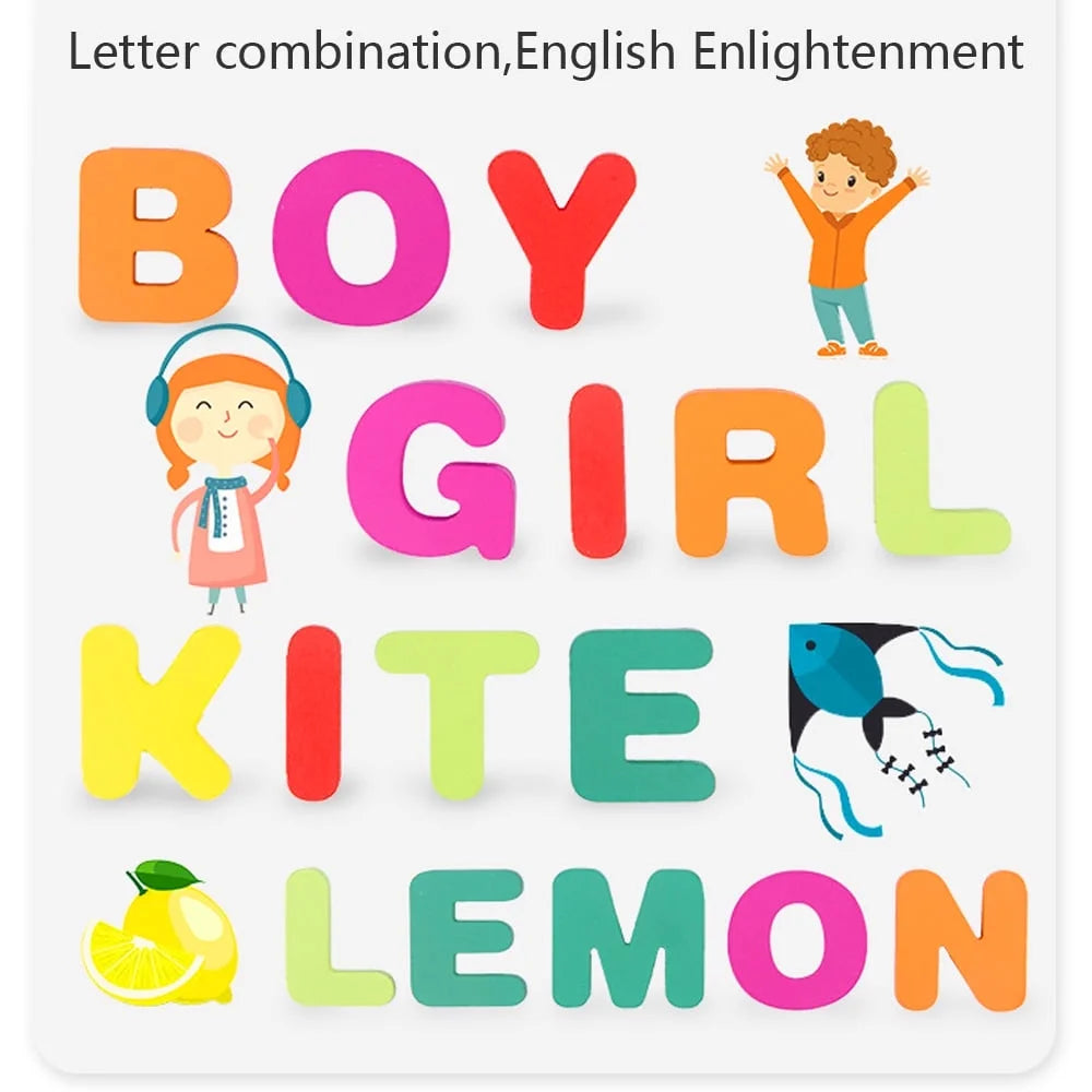 Baby Toddler Jigsaw Puzzle Alphabet Letters Number Wooden Learning Preschool Toys Kids Gifts