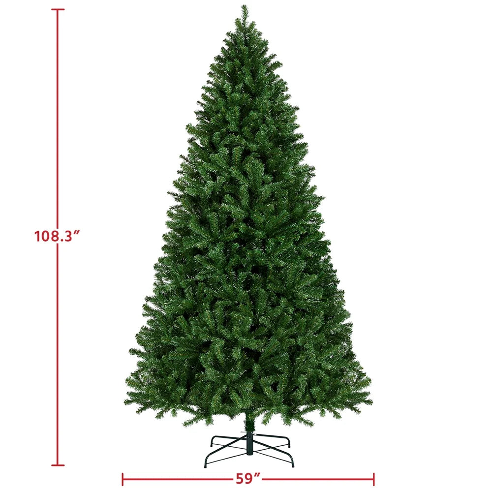 9Ft Pre-Lit Christmas Tree with Warm Lights, Green