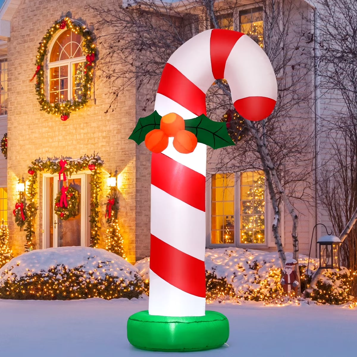 6 FT Christmas Inflatables Giant Candy Cane Decorations, Candy Cane Inflatable with Built-In Leds, Outdoor Christmas Decorations Clearance for Xmas/Holiday/Party