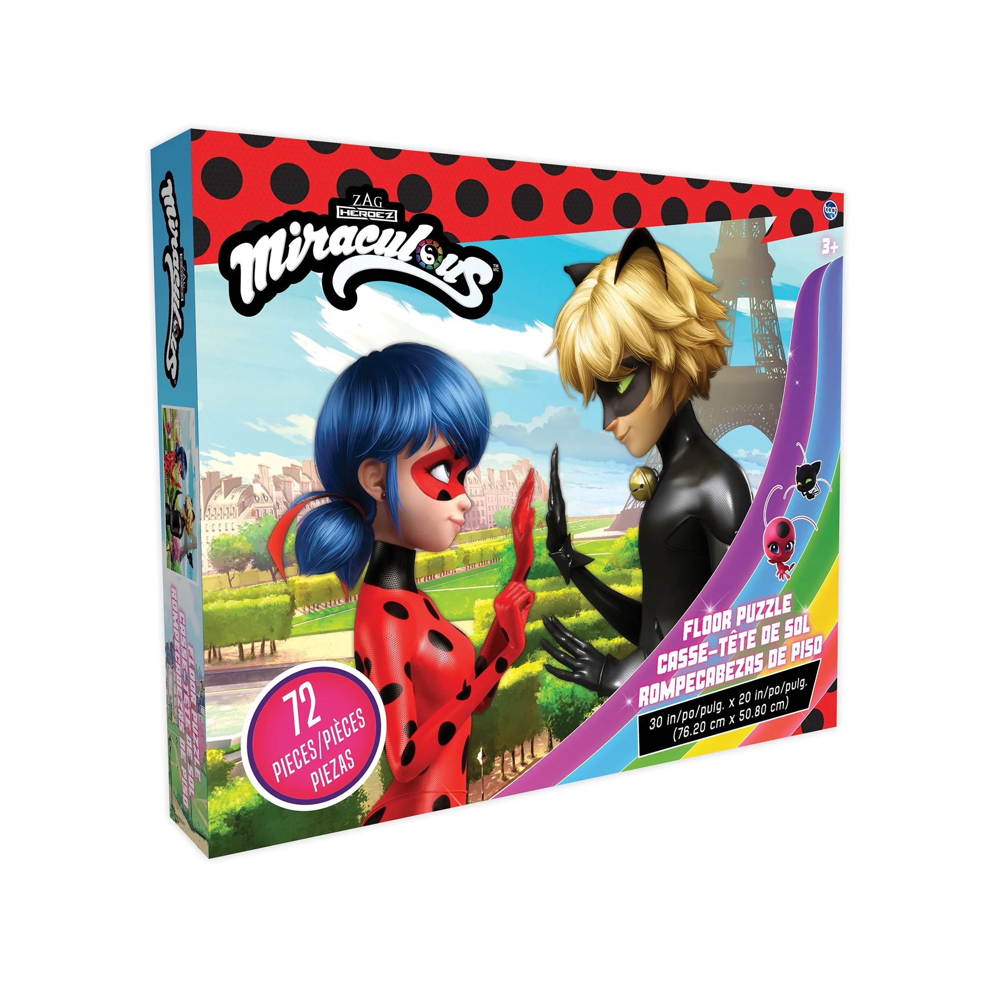 Miraculous Ladybug Kids Floor Puzzle Featuring Lady & Cat Noir. Educational Gifts for Boys and Girls. Colorful Pieces Fit Together Perfectly. Great Birthday Gift for Boys, and Girls
