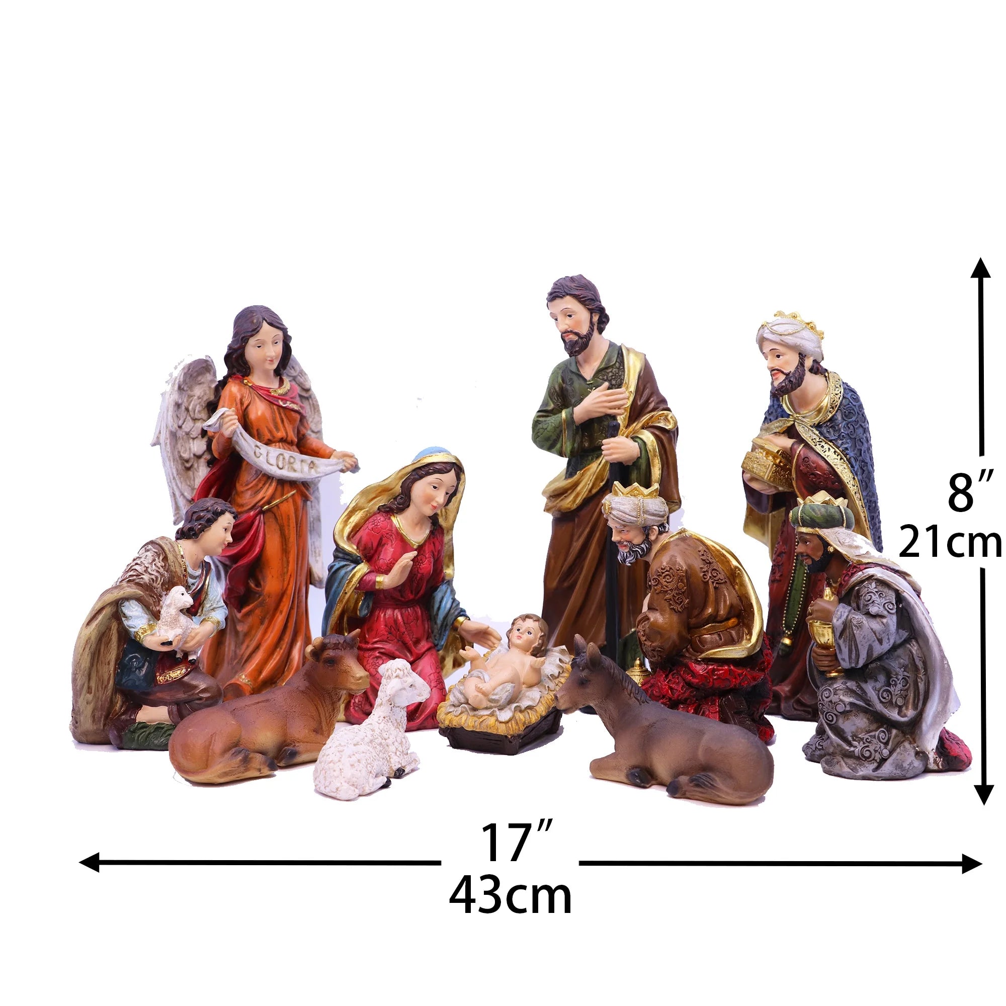 Nativity Set Nativity Scene Holidays Décor Christmas Stable Birthday Gift 11 Piece 8''