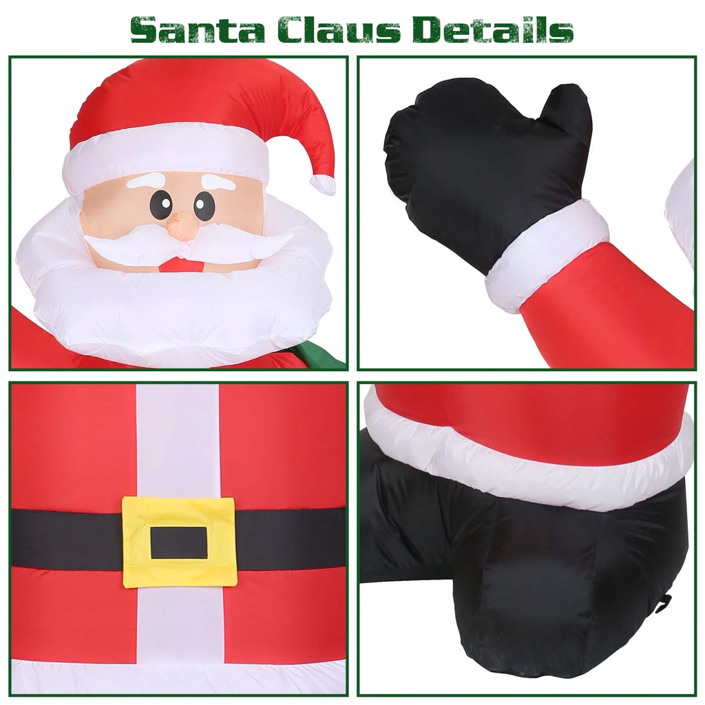 6.4Ft Inflatable Christmas Santa Claus, Light up Santa Claus with LED Lights Gift Bag Outdoor Yard Lawn Holiday Decoration