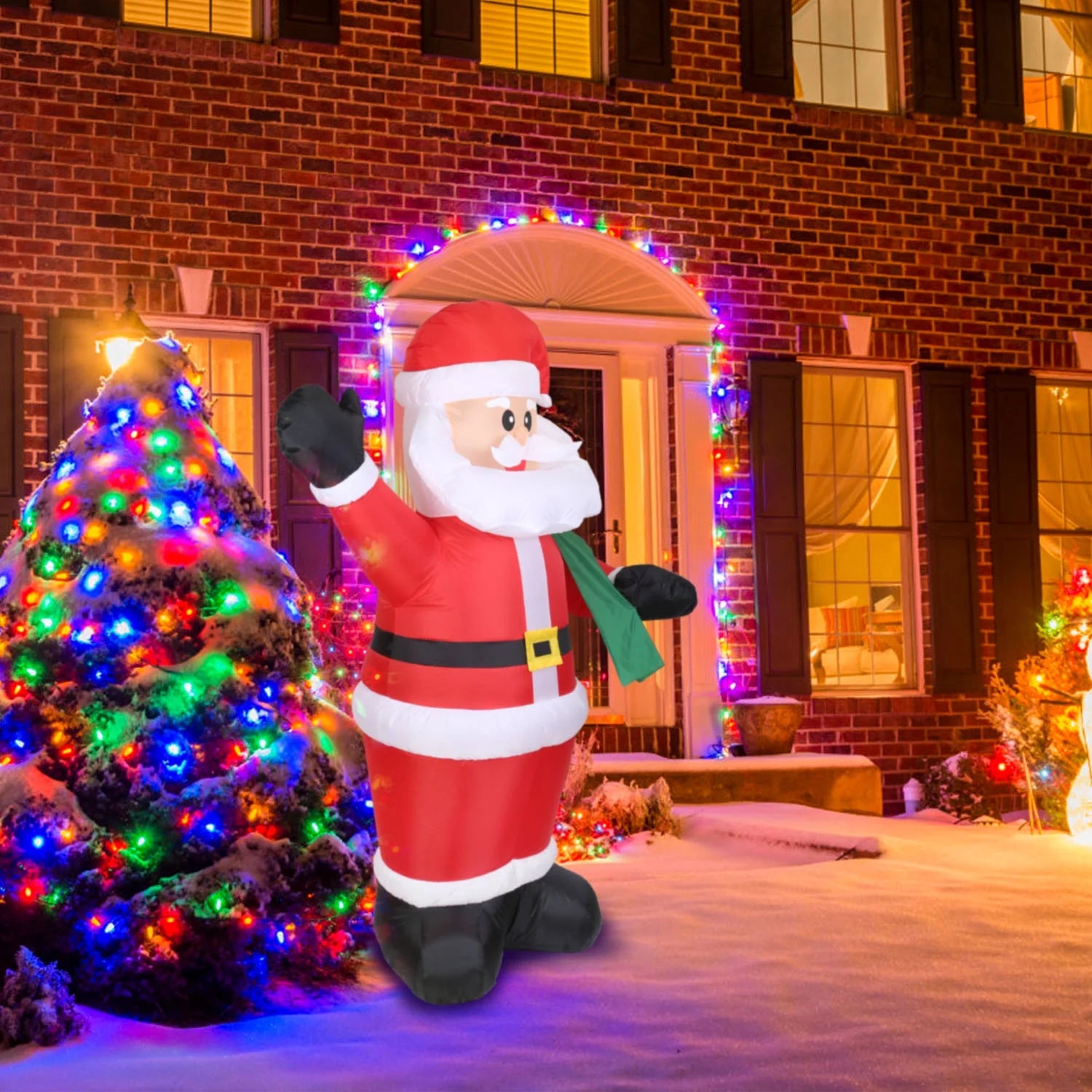 6.4Ft Inflatable Christmas Santa Claus, Light up Santa Claus with LED Lights Gift Bag Outdoor Yard Lawn Holiday Decoration