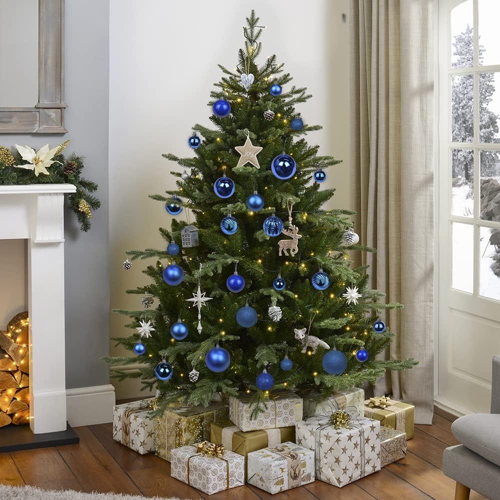 1.57" Christmas Ball Ornaments Shatterproof Navy Blue Christmas Ornaments Set 40 Pcs Blue Ornament for Xmas Tree Halloween Holiday Wedding Party Decoration