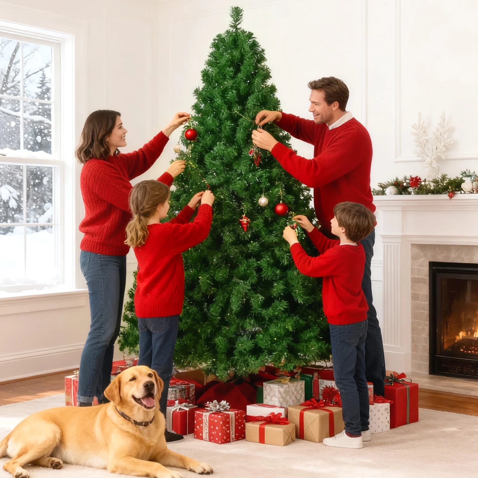 Christmas Tree 6Ft Artificial Hinged Xmas Tree with 1120 Branch Tips, Green