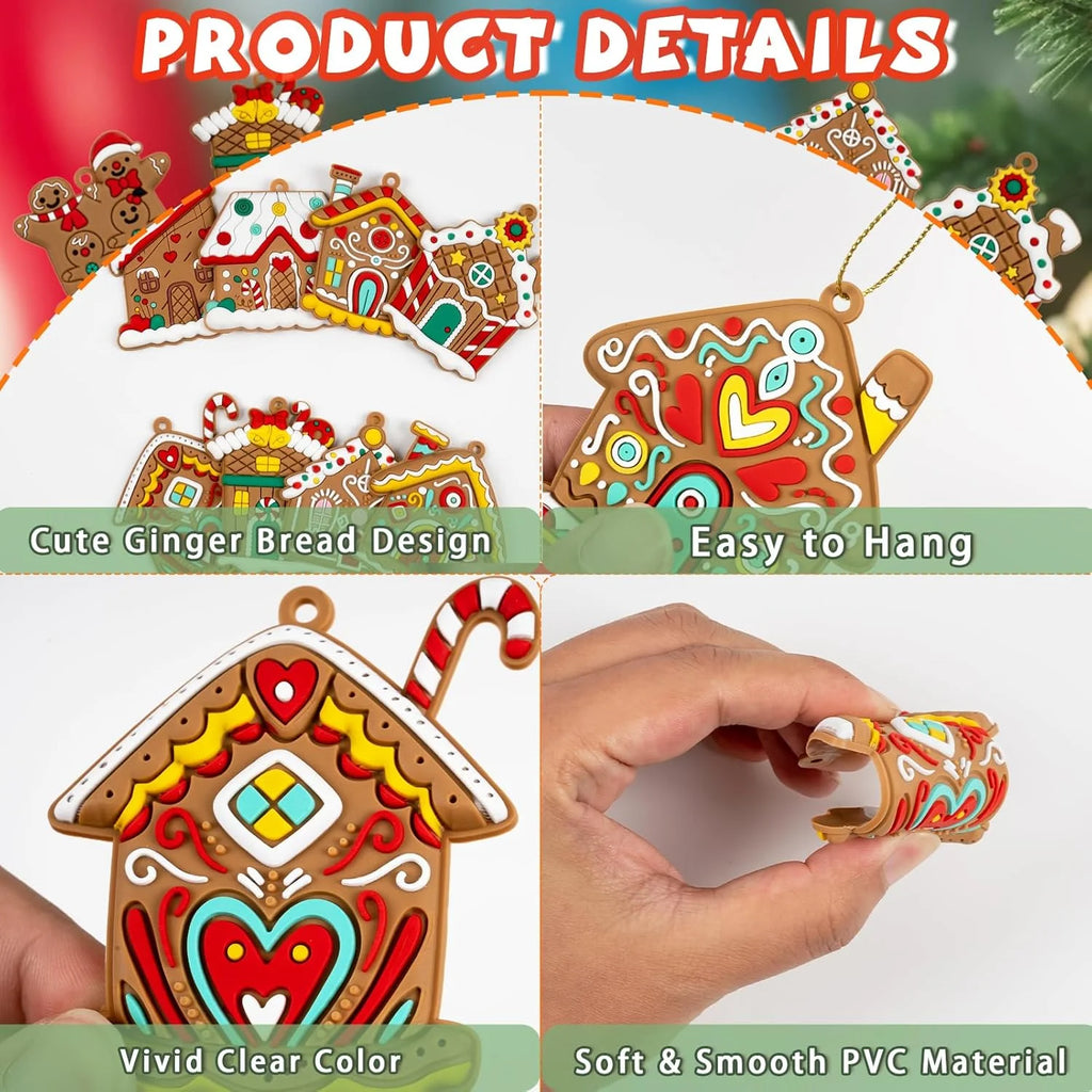 12Pcs Gingerbread Christmas Ornaments Gingerbread Christmas Tree Decorations Holiday Decor (House)