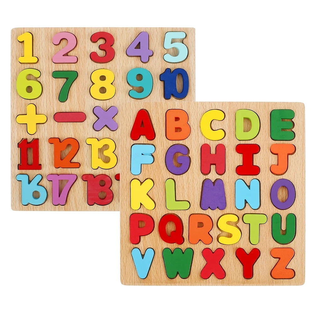 Baby Toddler Jigsaw Puzzle Alphabet Letters Number Wooden Learning Preschool Toys Kids Gifts