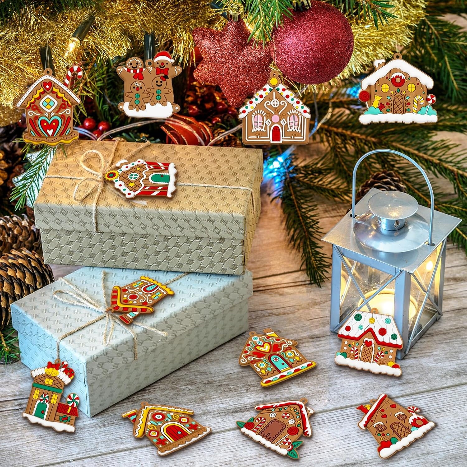12Pcs Gingerbread Christmas Ornaments Gingerbread Christmas Tree Decorations Holiday Decor (House)