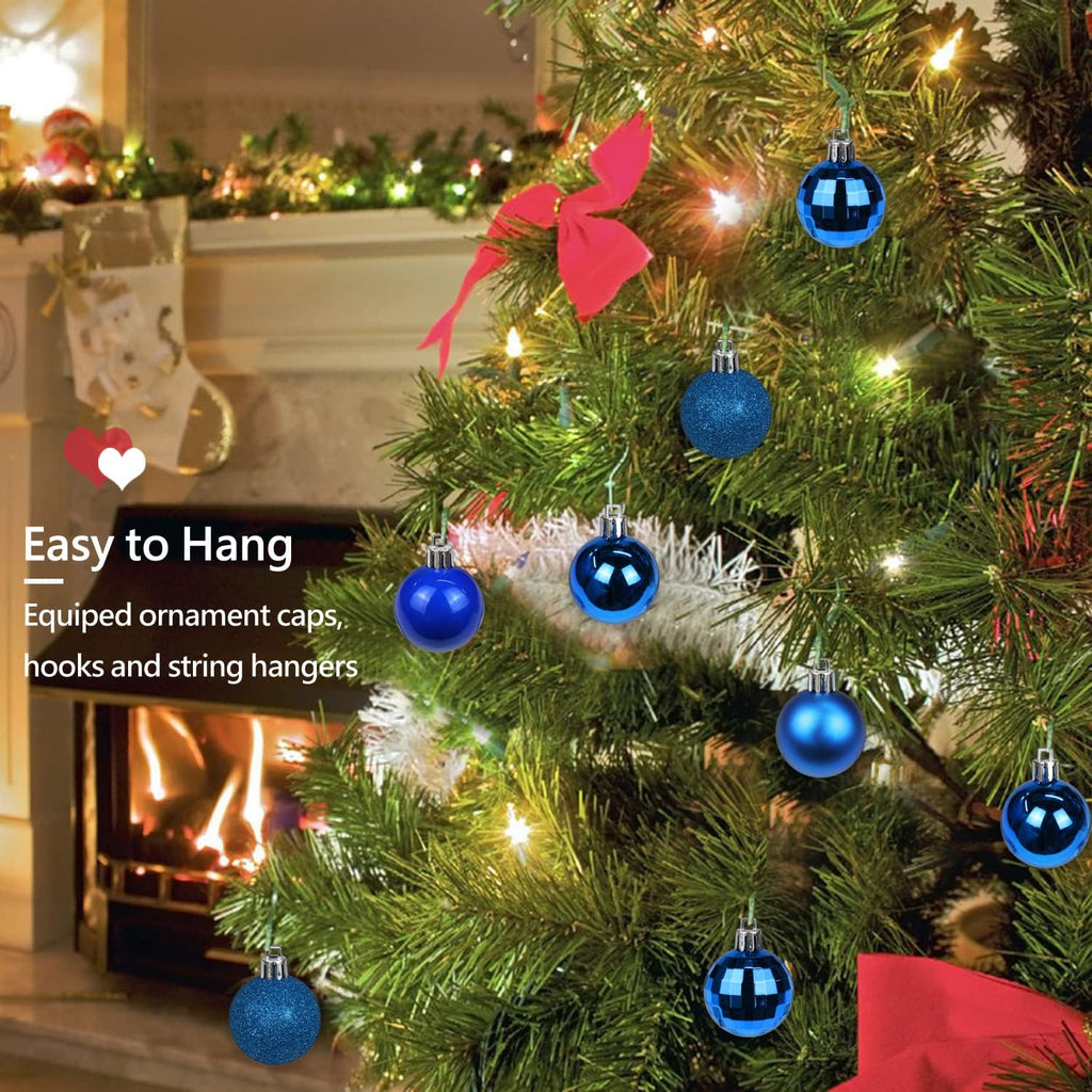 1.57" Christmas Ball Ornaments Shatterproof Navy Blue Christmas Ornaments Set 40 Pcs Blue Ornament for Xmas Tree Halloween Holiday Wedding Party Decoration