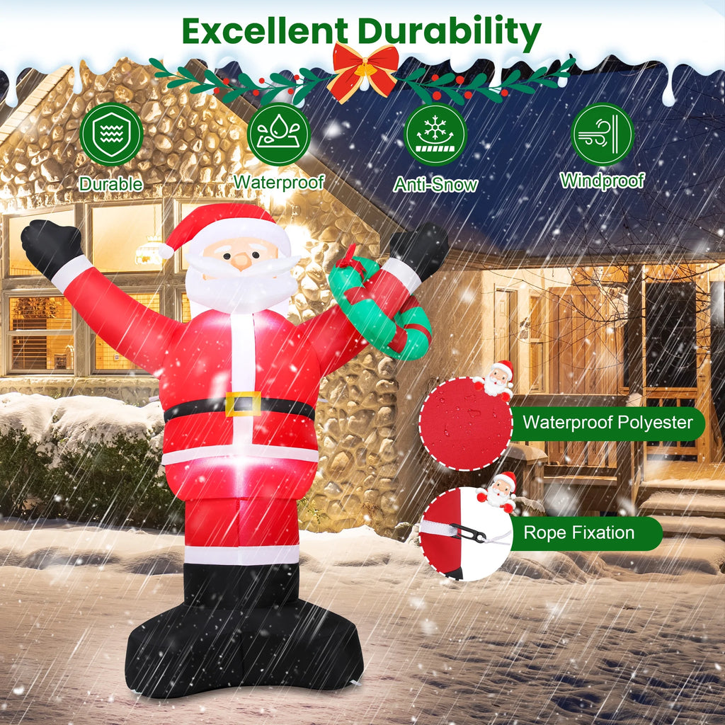 5Ft Christmas Inflatable Santa Claus Outdoor Decoration,Blow up Xmas Inflatable with LED Lights for Lawn Yard Garden