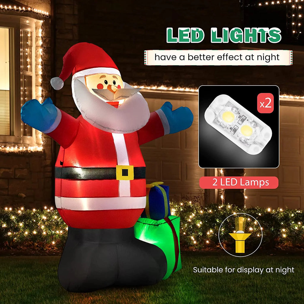 5Ft Height Christmas Inflatable Santa with Gift Boxes Led Lighted Blow up Outdoor Yard Decoration