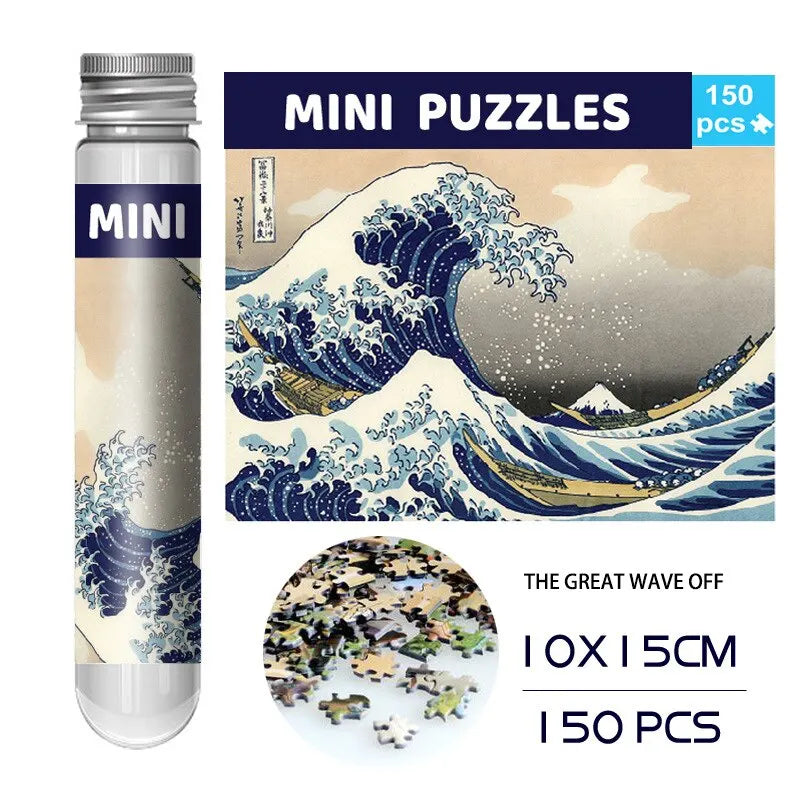 150Pcs Jigsaw Puzzle Test Tube Van Gogh Sunflower Japan the Great Wave off Kanagawa Famous Oil Paintings Puzzle Christmas Gift