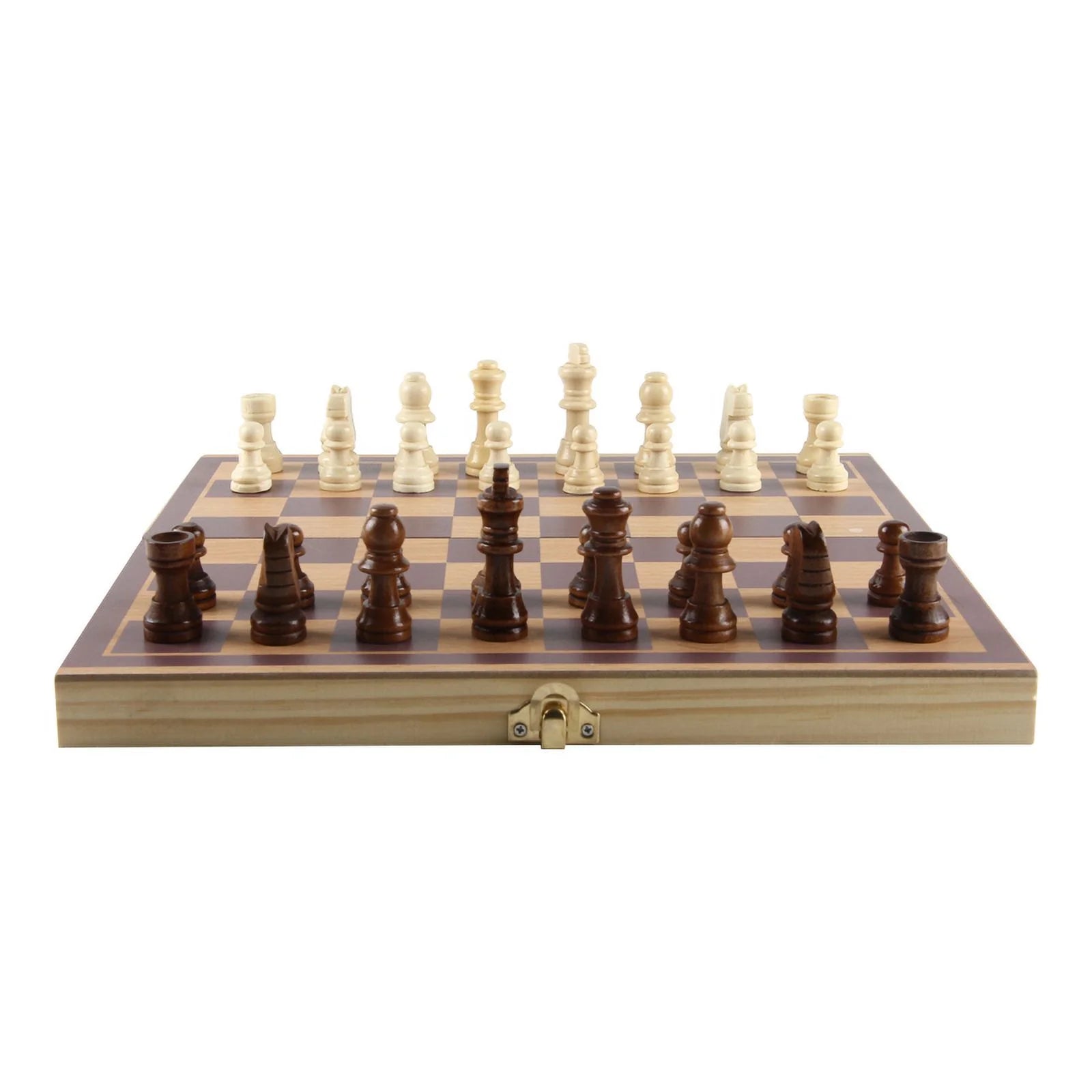 Classic Modern Wooden Chess Pieces Games Foldable Board Set Traditional Games Toy for Men Adult with Queens