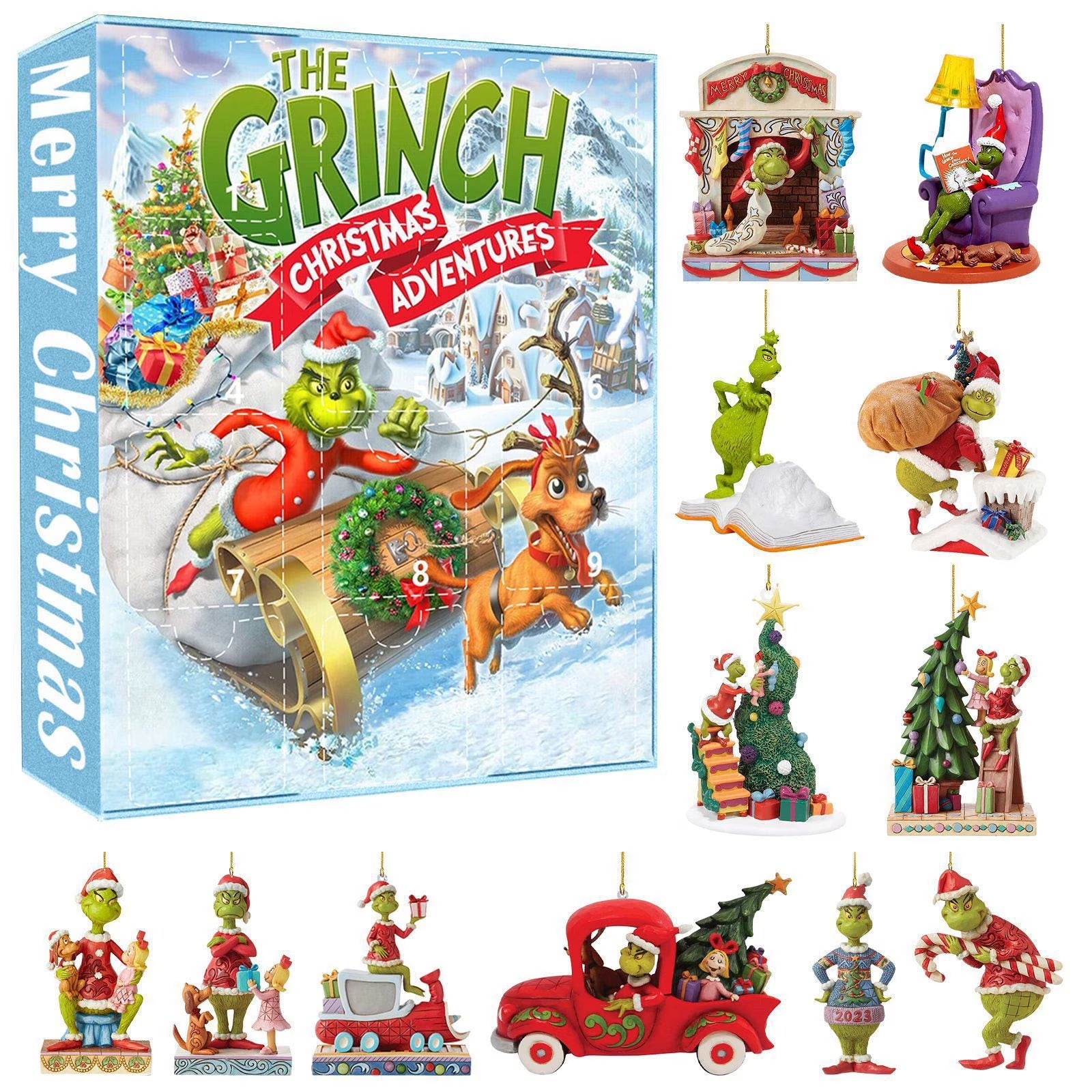 Christmas Advent Calendar Grinch 2024 24 Days Countdown, Grinch Countdown Calendar Collectible Toys Surprise Box Christmas Advent Calendar Surprise Gift Kids Advent Calendar