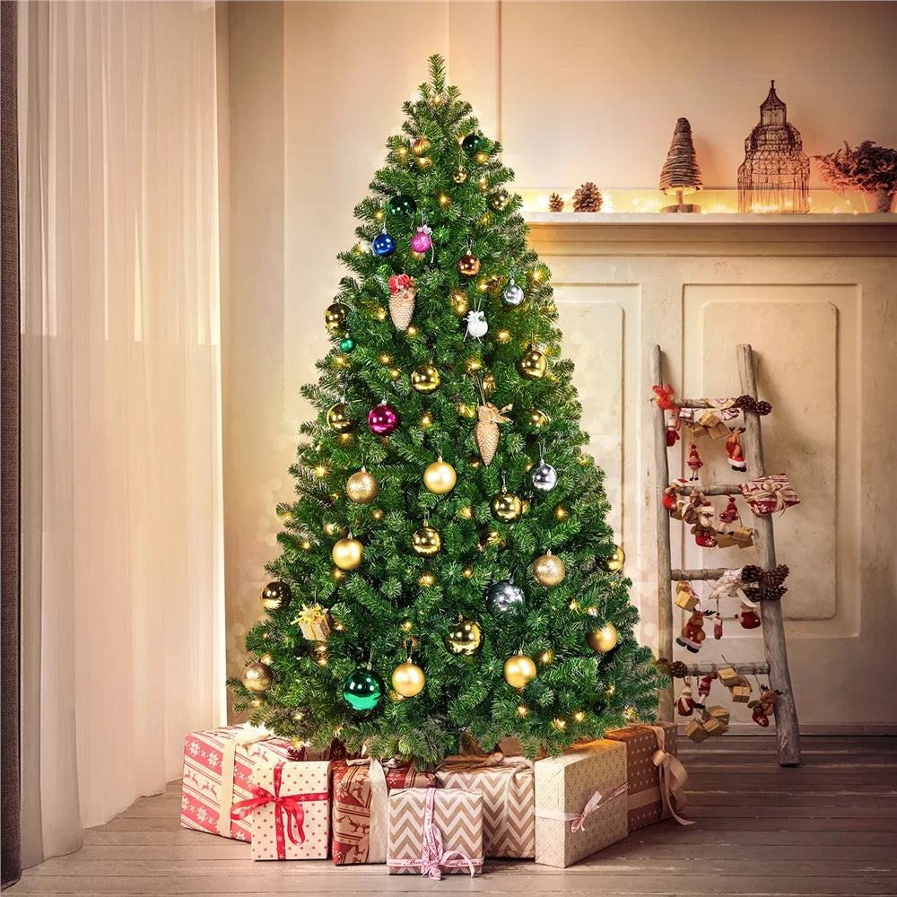 6 Ft Pre-Lit Christmas Tree with Warm Lights, Green