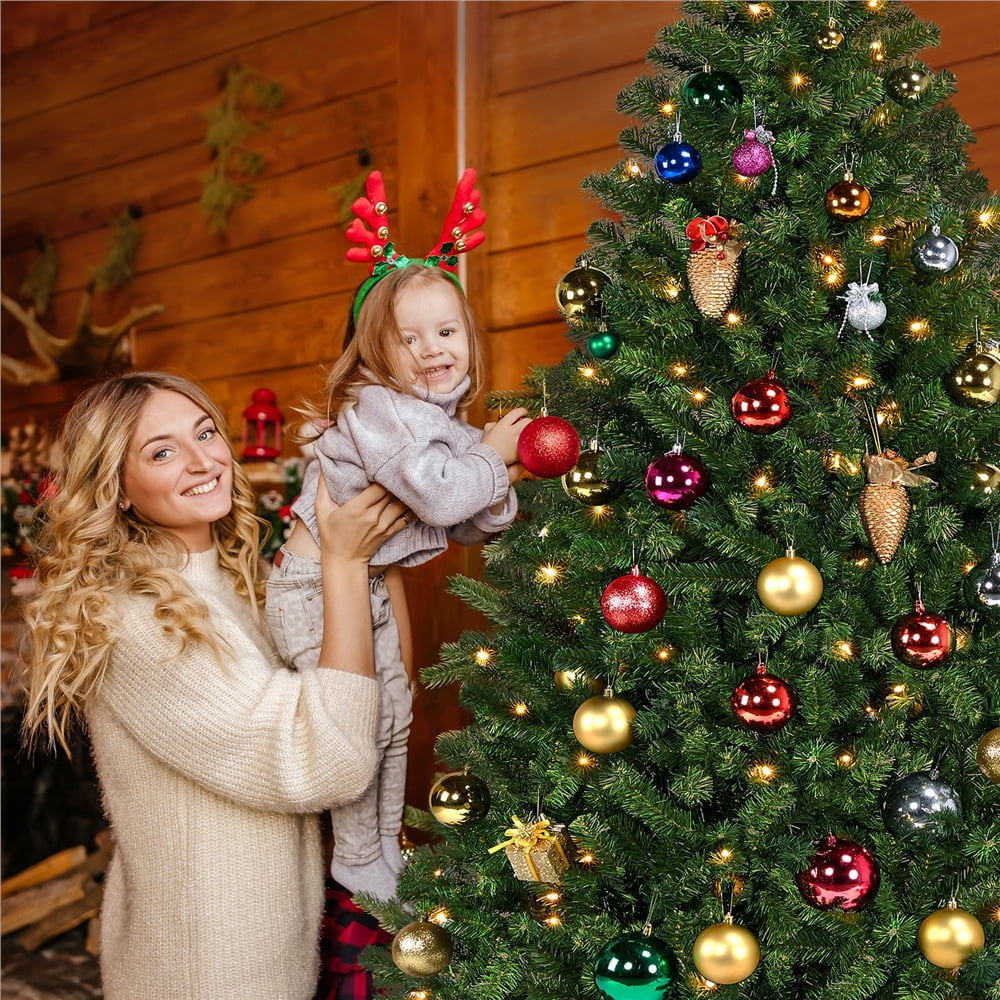 6 Ft Pre-Lit Christmas Tree with Warm Lights, Green