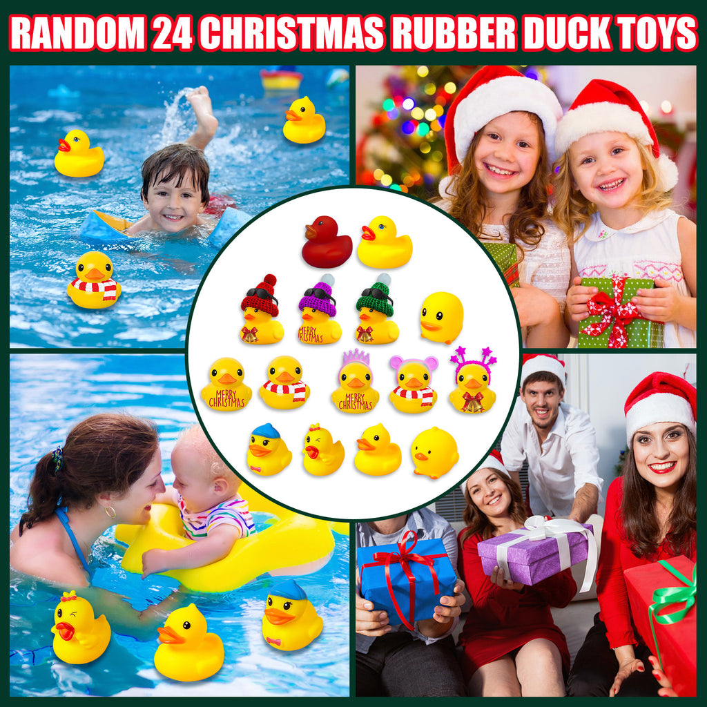 24 Days Countdown Christmas Advent Calendar Set Funny Ducks Bath Toy for Kids Animals Advent Calendar Christmas Xmas Gifts
