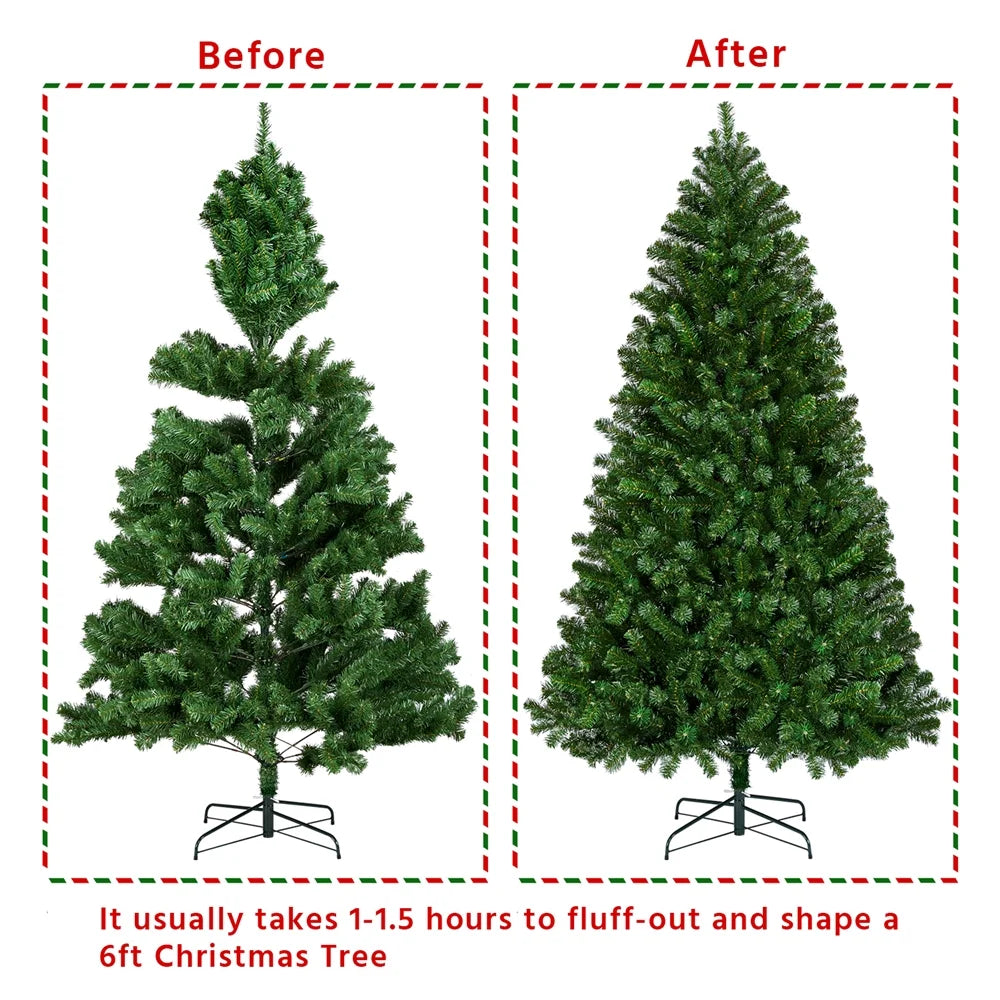6 Ft Pre-Lit Christmas Tree with Warm Lights, Green