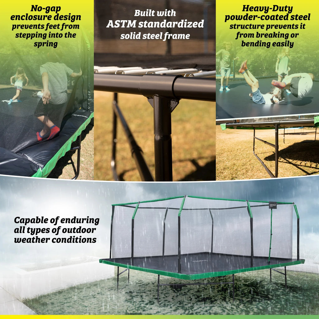 Machrus  16X16 FT Square Trampoline with Top-Ring Enclosure & Safety Pad – Outdoor Trampoline for Kids & Adults, Perfect for Backyard Jumping & Gymnastics Fun