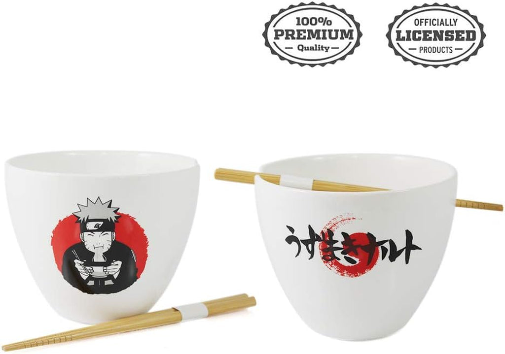 Naruto Ramen Bowl with Wooden Chopstick Featuring Naruto Eating Ramen | 16 Oz Naruto Gift Set | Kitchen Deco | Anime Bowl | Collective | Official Licensed
