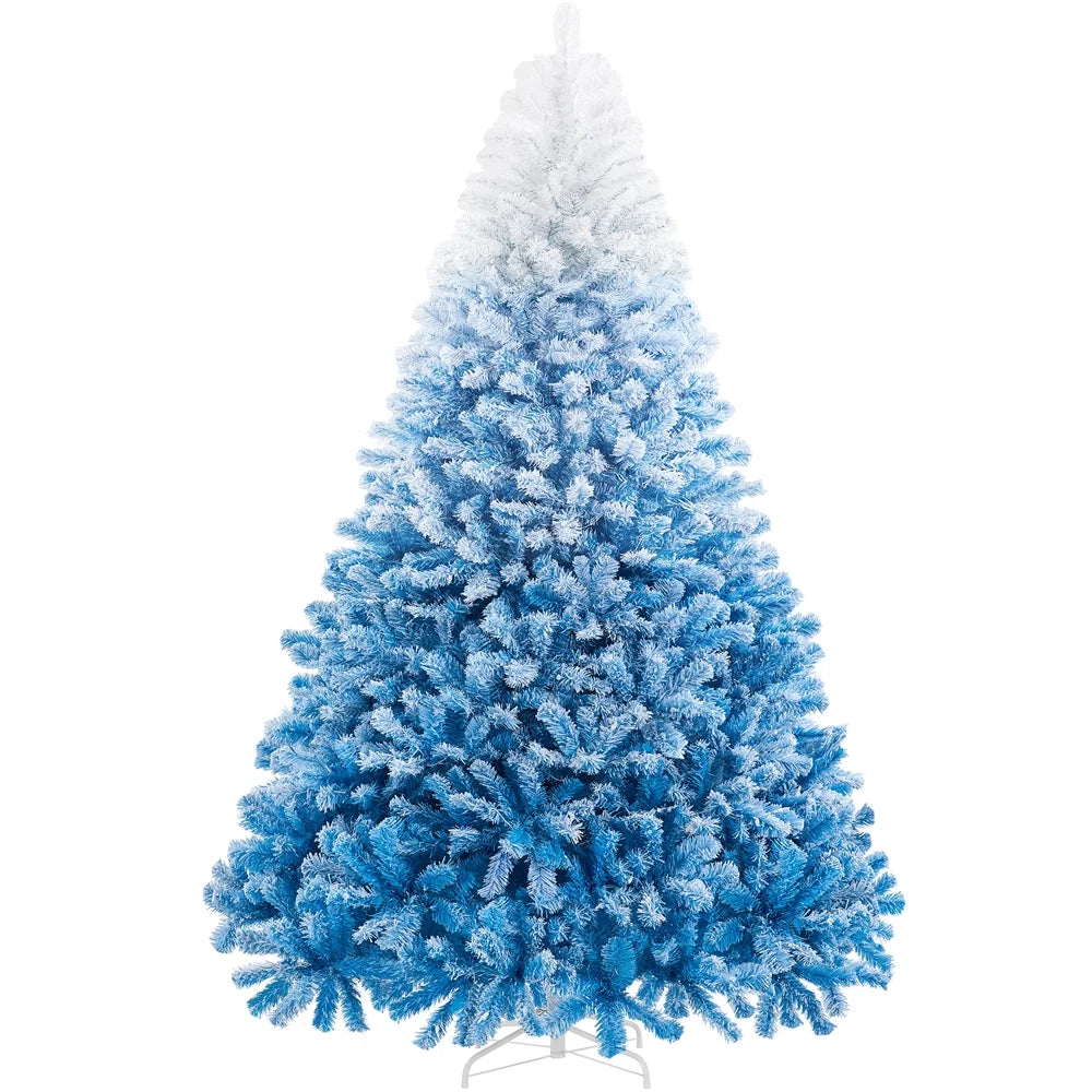 4.5 Ft Pre-Lit Flocked Christmas Tree with Warm Lights, Frosted White