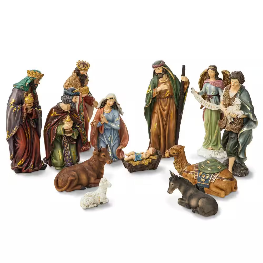 16 In. H Oversized Resin Nativity Figurine Set (12-Pieces)