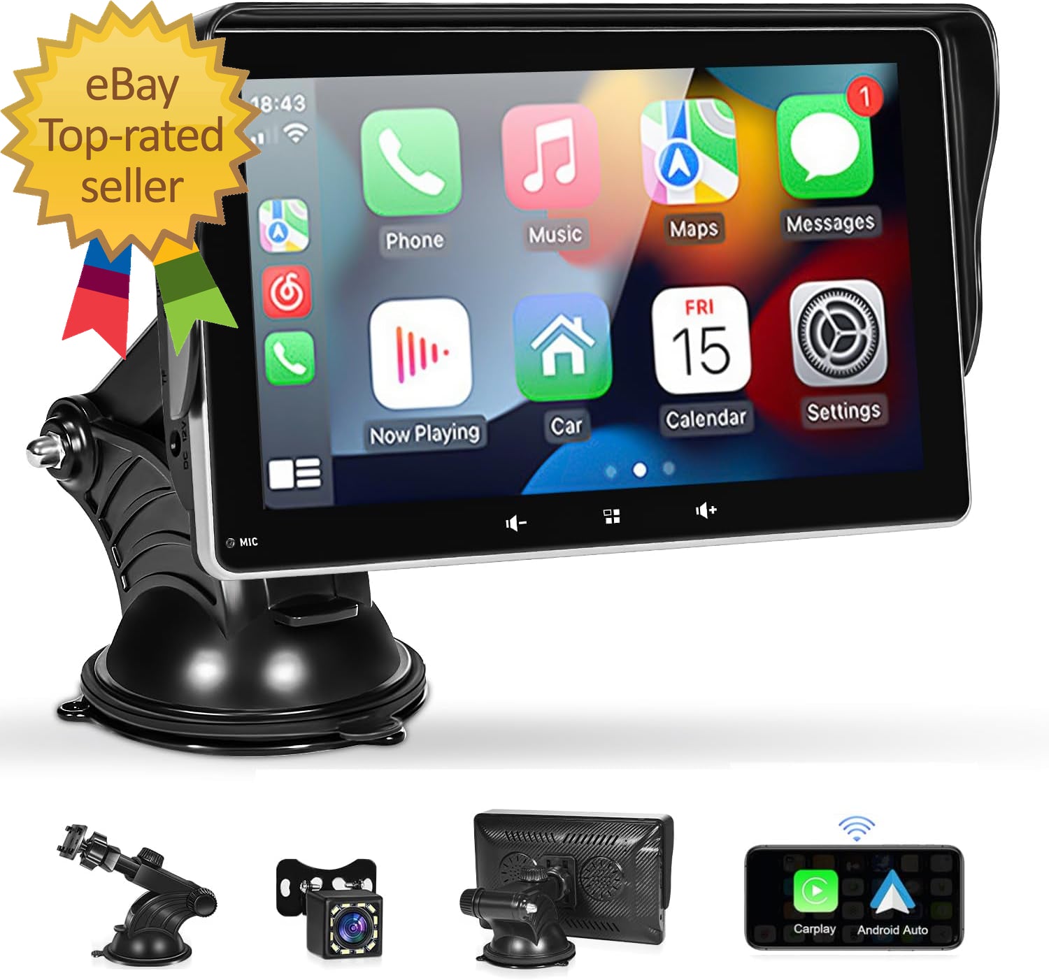Carplay Screen for Car 7 Inches Car Play Screen with 1080P Backup Camera