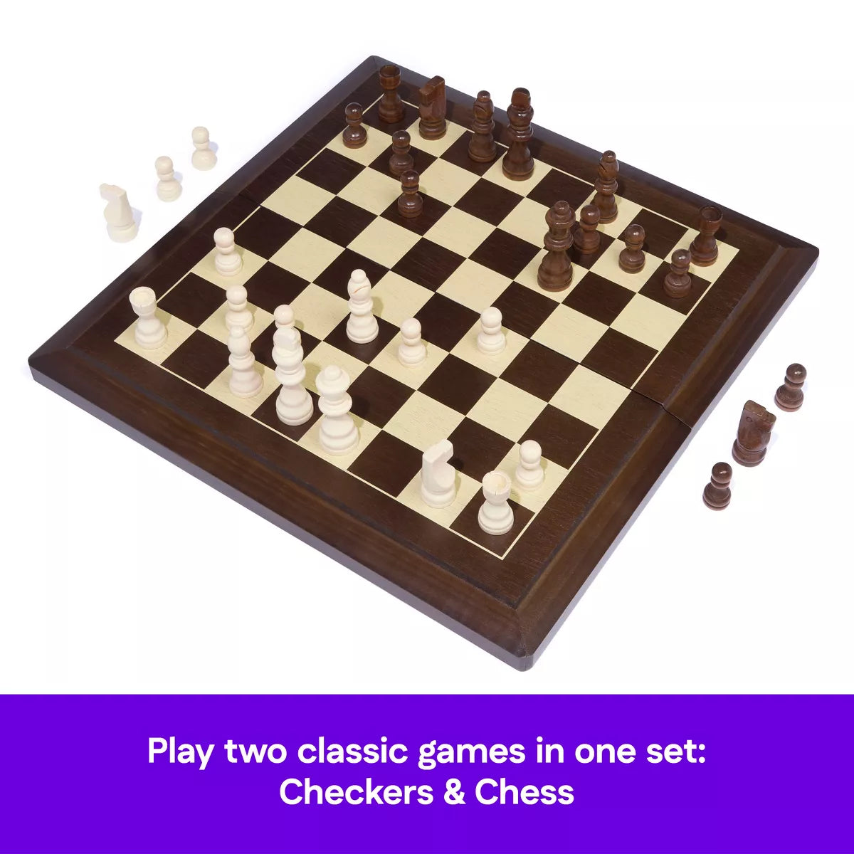 Game Gallery Wood Chess & Checkers Set