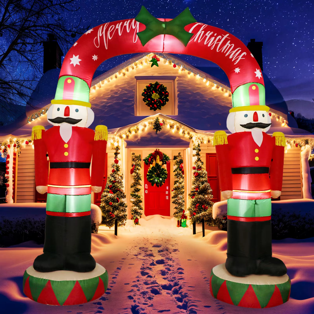 Ourwarm 8FT Christmas Inflatables Outdoor Decorations,Giant Nutcracker Soldier Archway,For Outdoor Christmas Holiday Garden Lawn