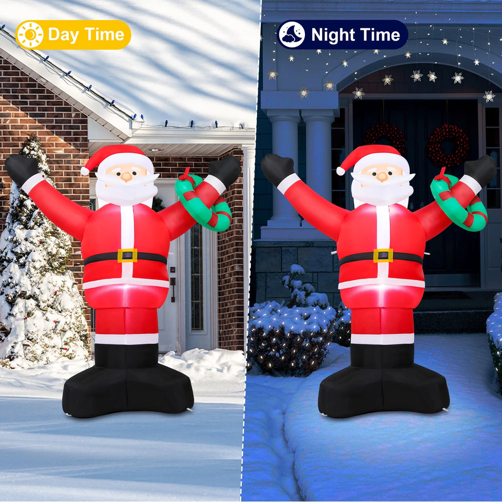 5Ft Christmas Inflatable Santa Claus Outdoor Decoration,Blow up Xmas Inflatable with LED Lights for Lawn Yard Garden