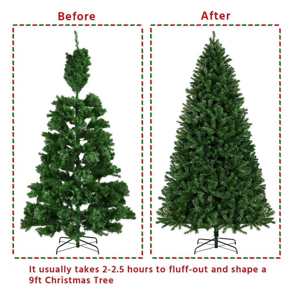 9Ft Pre-Lit Christmas Tree with Warm Lights, Green