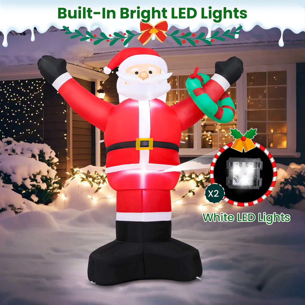 5Ft Christmas Inflatable Santa Claus Outdoor Decoration,Blow up Xmas Inflatable with LED Lights for Lawn Yard Garden