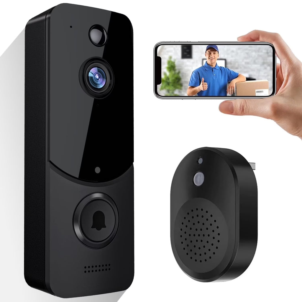 Wireless Doorbell Camera with Chime, Wireless Video Doorbell with Human Detection, Cloud Storage, 2-Way Audio, Night Vision, 2.4G Wifi