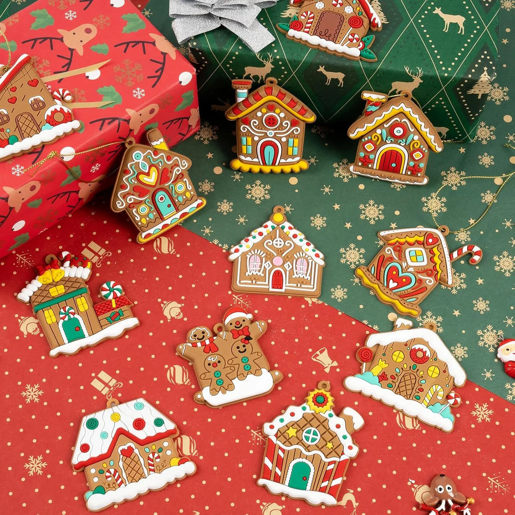 12Pcs Gingerbread Christmas Ornaments Gingerbread Christmas Tree Decorations Holiday Decor (House)
