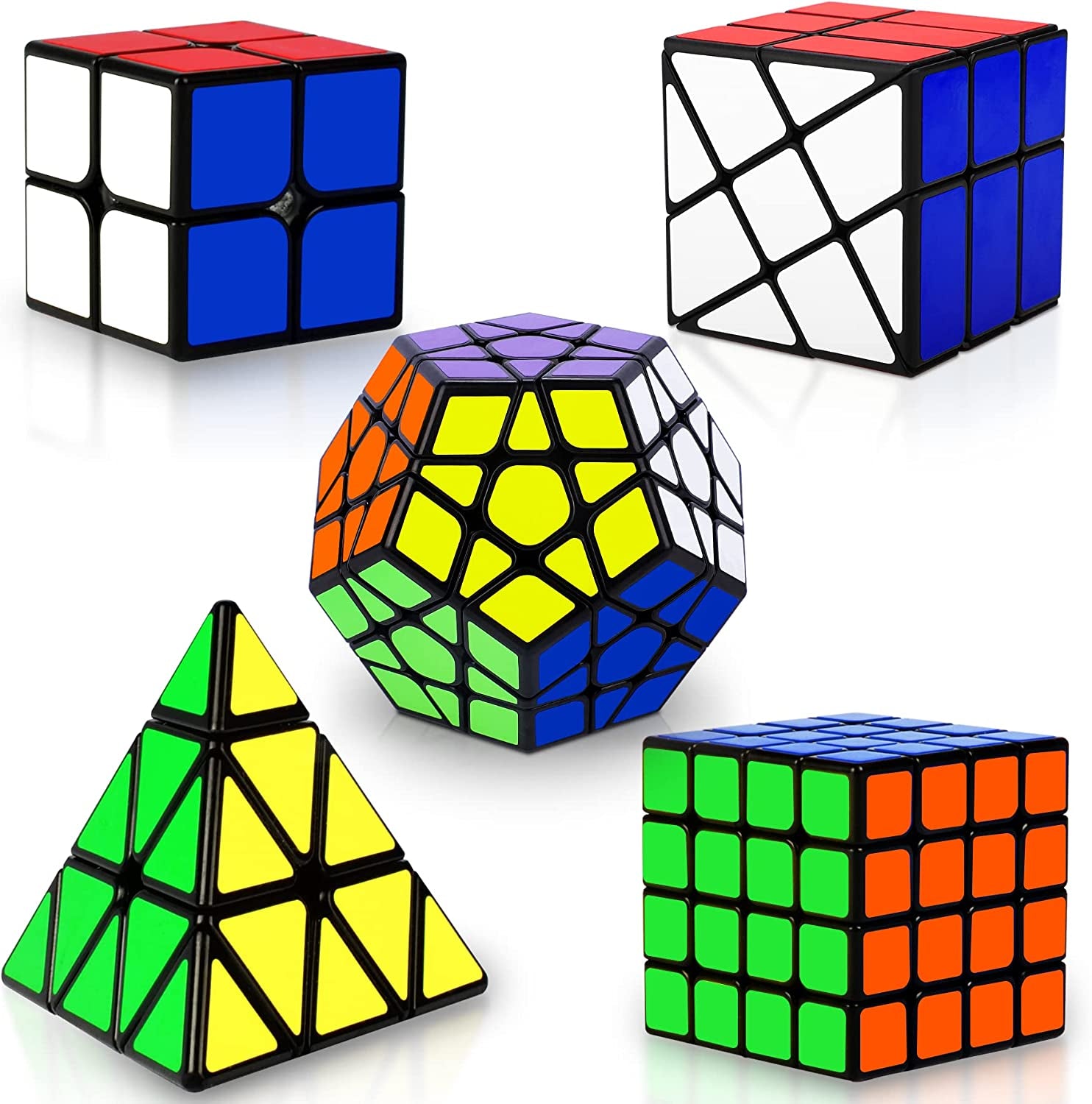 Speed Cube Set, Puzzle Cube, Magic Cube 2X2 4X4 Pyraminx Pyramid Megaminx Fenghu